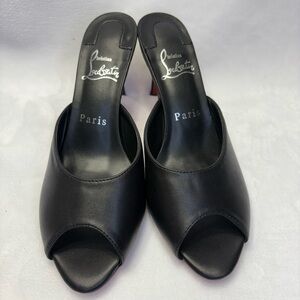 Black Leather Mules